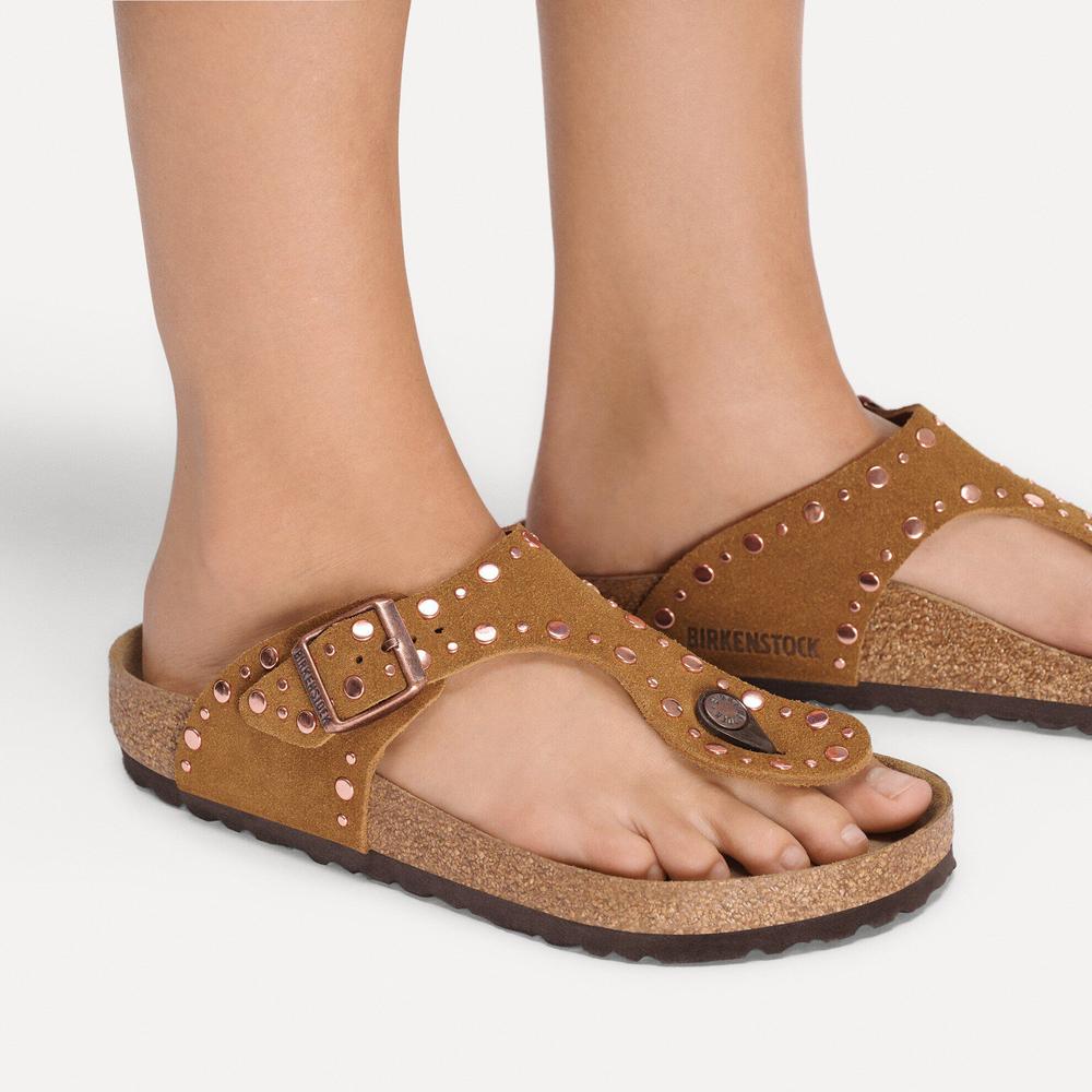 Dámske Žabky Birkenstock Gizeh Rivet 1031649 - hnedé