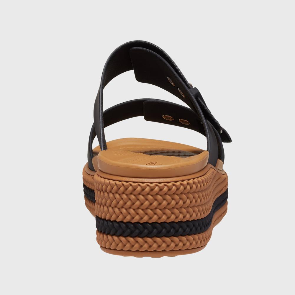 Klapky Crocs Brooklyn Woven Buckle Low Wedge 209978-001 - čierne