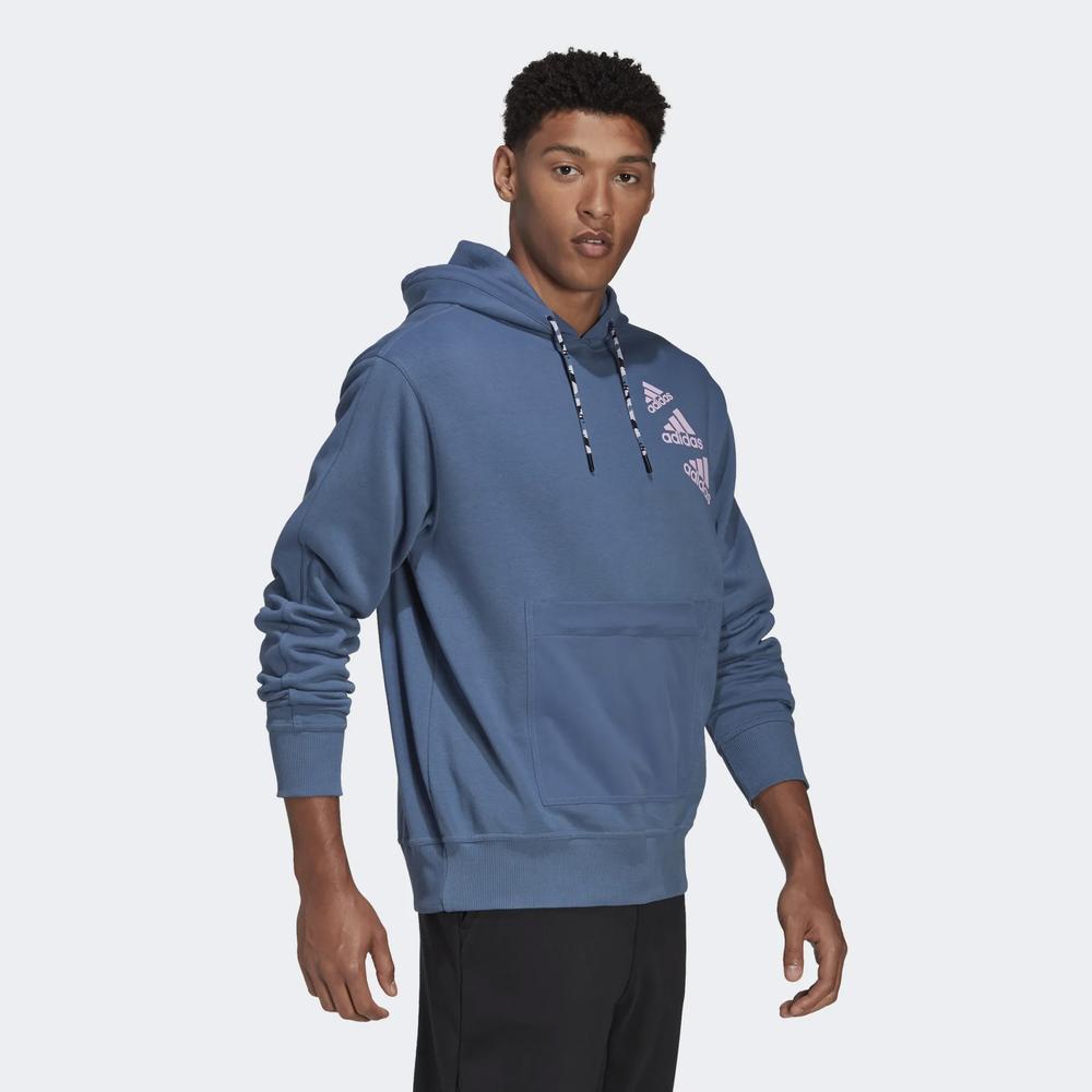 Blúza adidas Essentials BrandLove Fleece Hoodie HL9382 - modré