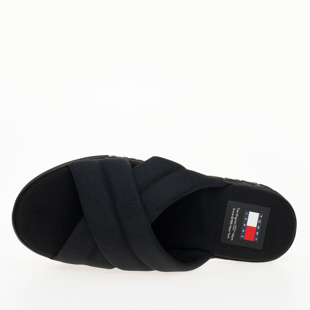 Klapky Tommy Jeans Lettering Flatform EN0EN02465-BDS - čierne