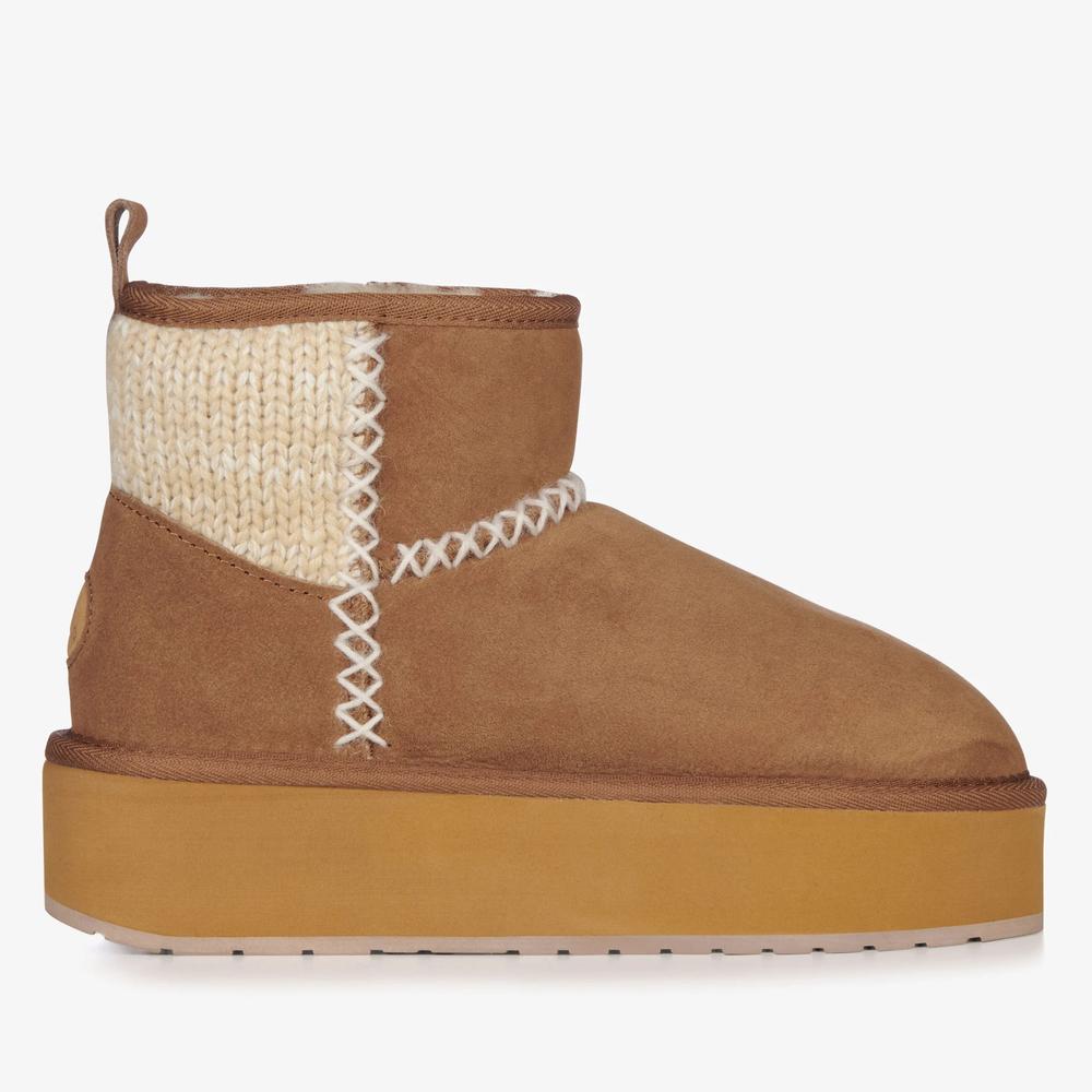 Topánky Emu Australia Stinger Knit Flatform W13143CHES - hnedé