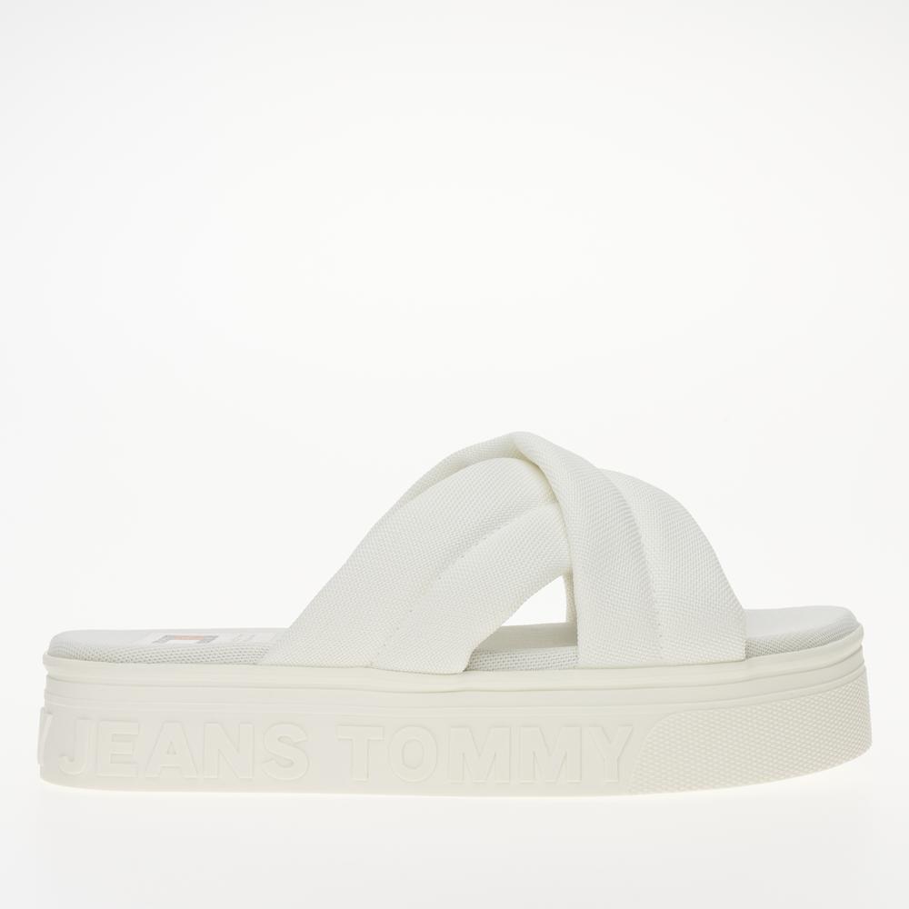 Klapky Tommy Jeans Lettering Flatform EN0EN02465-YBL - biele