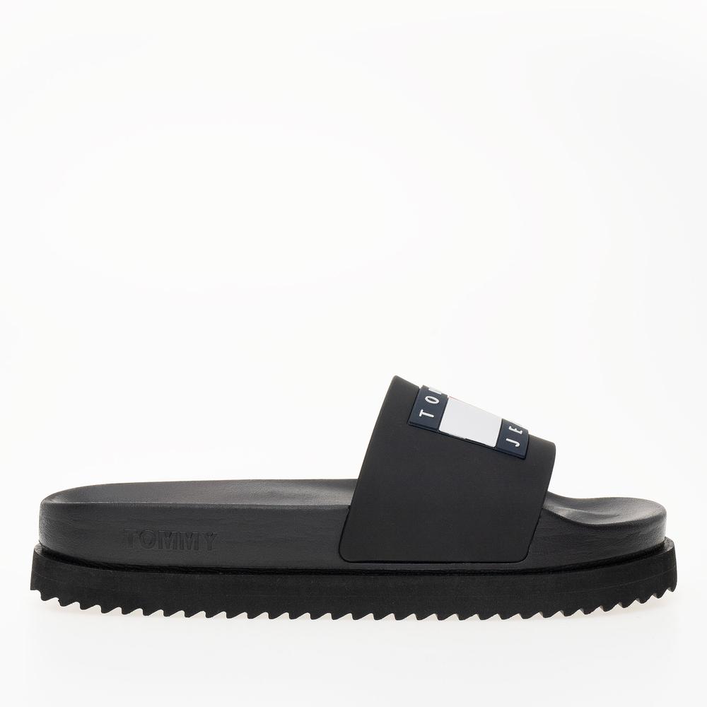 Klapky Tommy Jeans Elevated Flatform EN0EN02451-BDS - čierne
