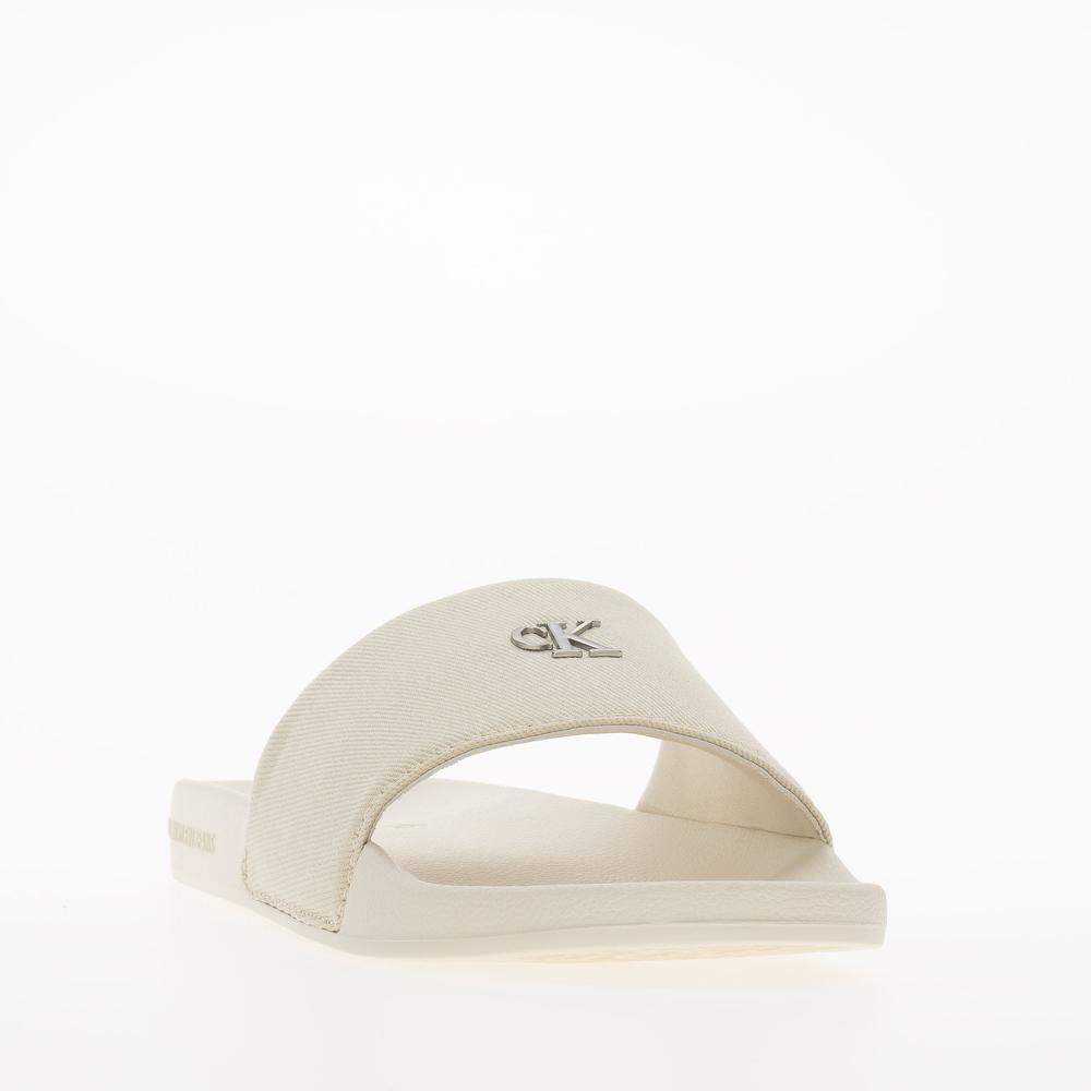 Klapky Calvin Klein Slide Monogram Hardware YW0YW01713-AEO - biele