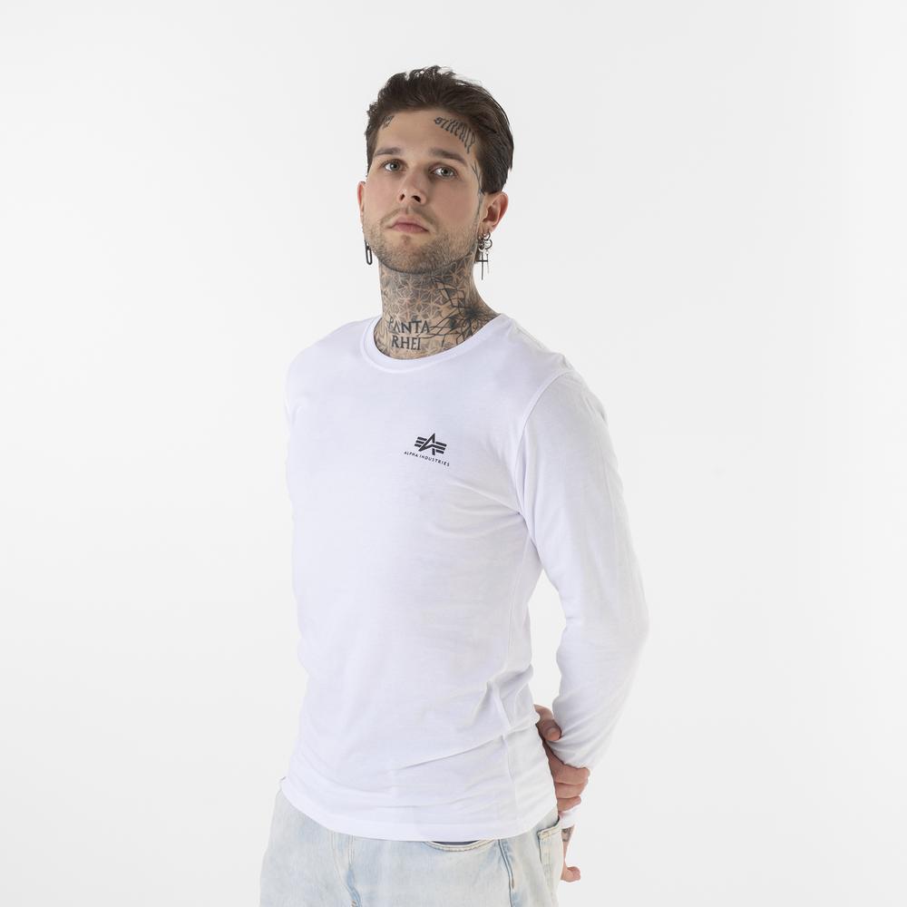 Tričko Alpha Industries Basic LS Small Logo 19851709 - biele