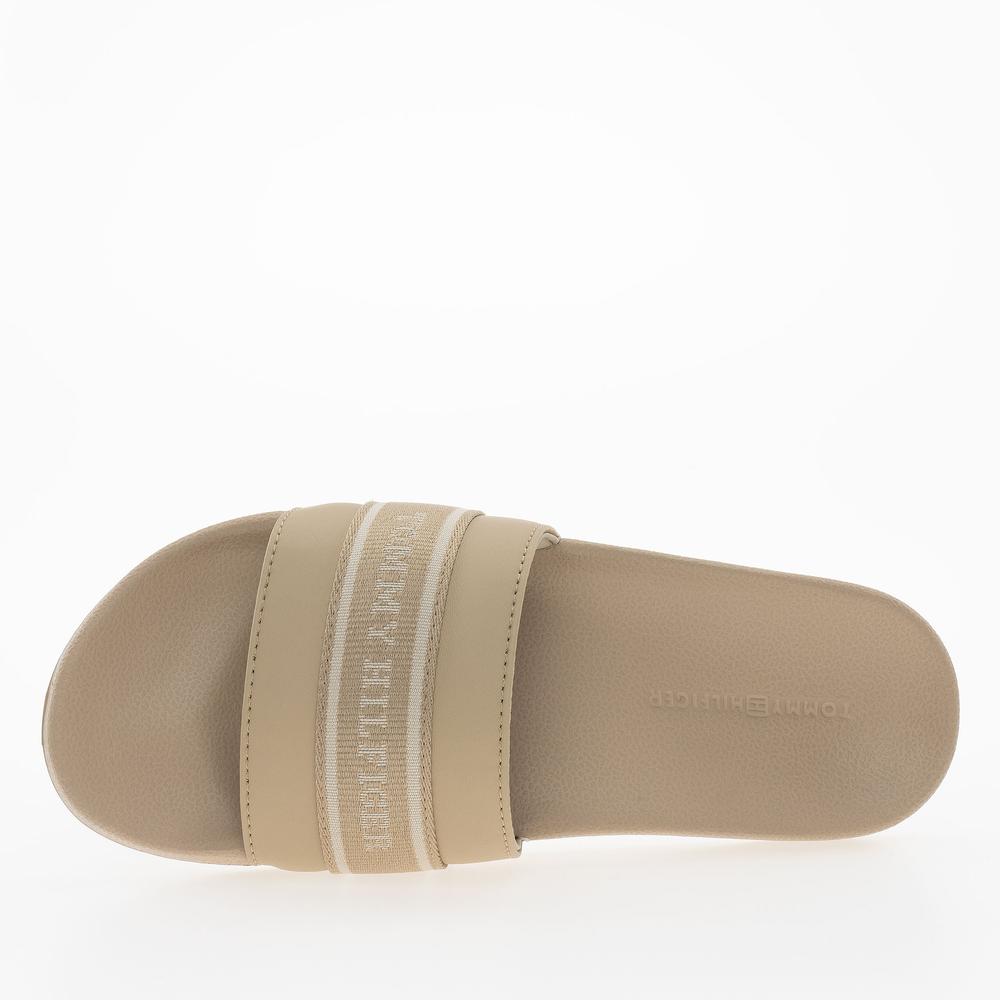 Klapky Tommy Hilfiger Poolside With Webbing Slide FW0FW08529-ACC - béžové