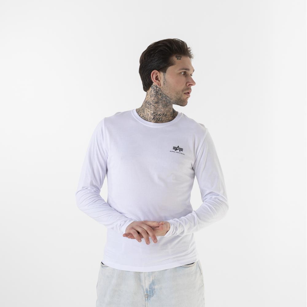 Tričko Alpha Industries Basic LS Small Logo 19851709 - biele