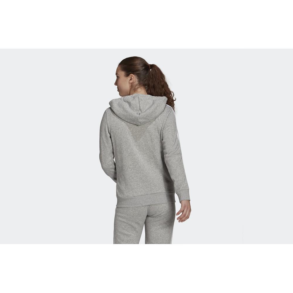 Blúza adidas Essentials French Terry 3-Stripes Full-Zip Hoodie GL0802 - šedý