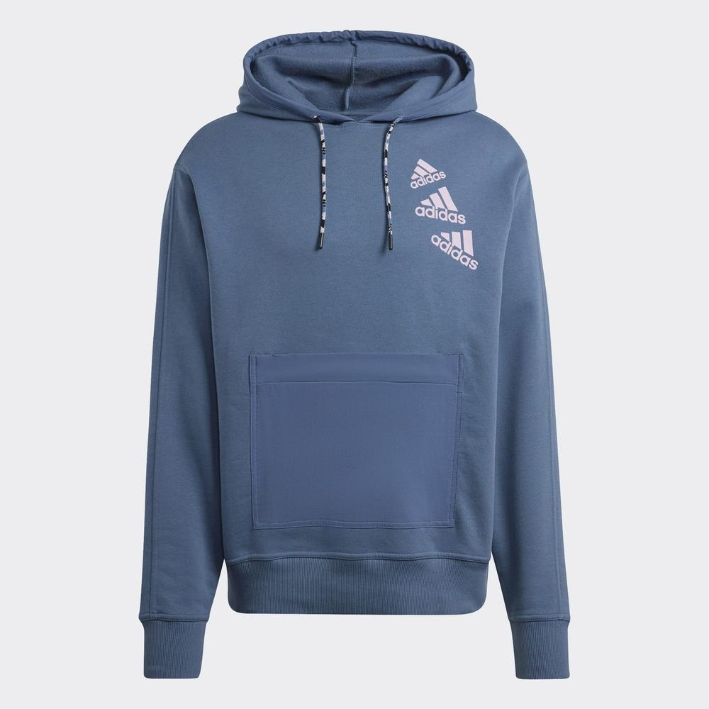 Blúza adidas Essentials BrandLove Fleece Hoodie HL9382 - modré