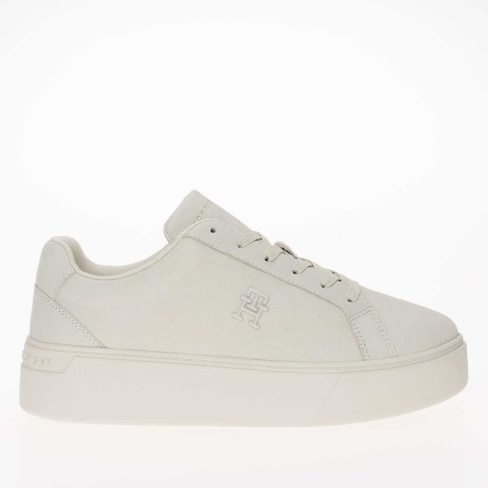 Topánky Tommy Hilfiger Nubuck Leather Platform Court FW0FW07912-YBL - béžové