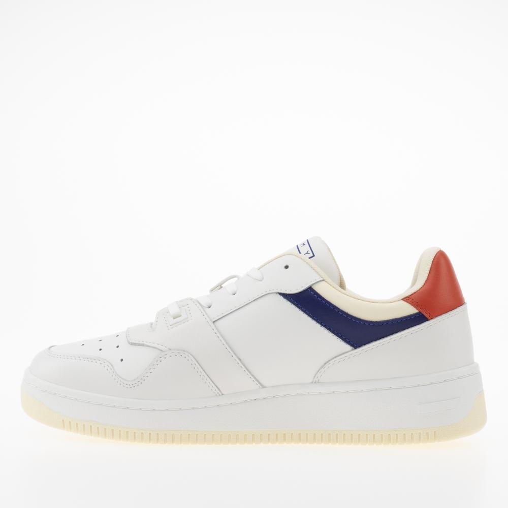 Topánky Tommy Jeans Premium Leather Basketball EM0EM01216-0GY - biele