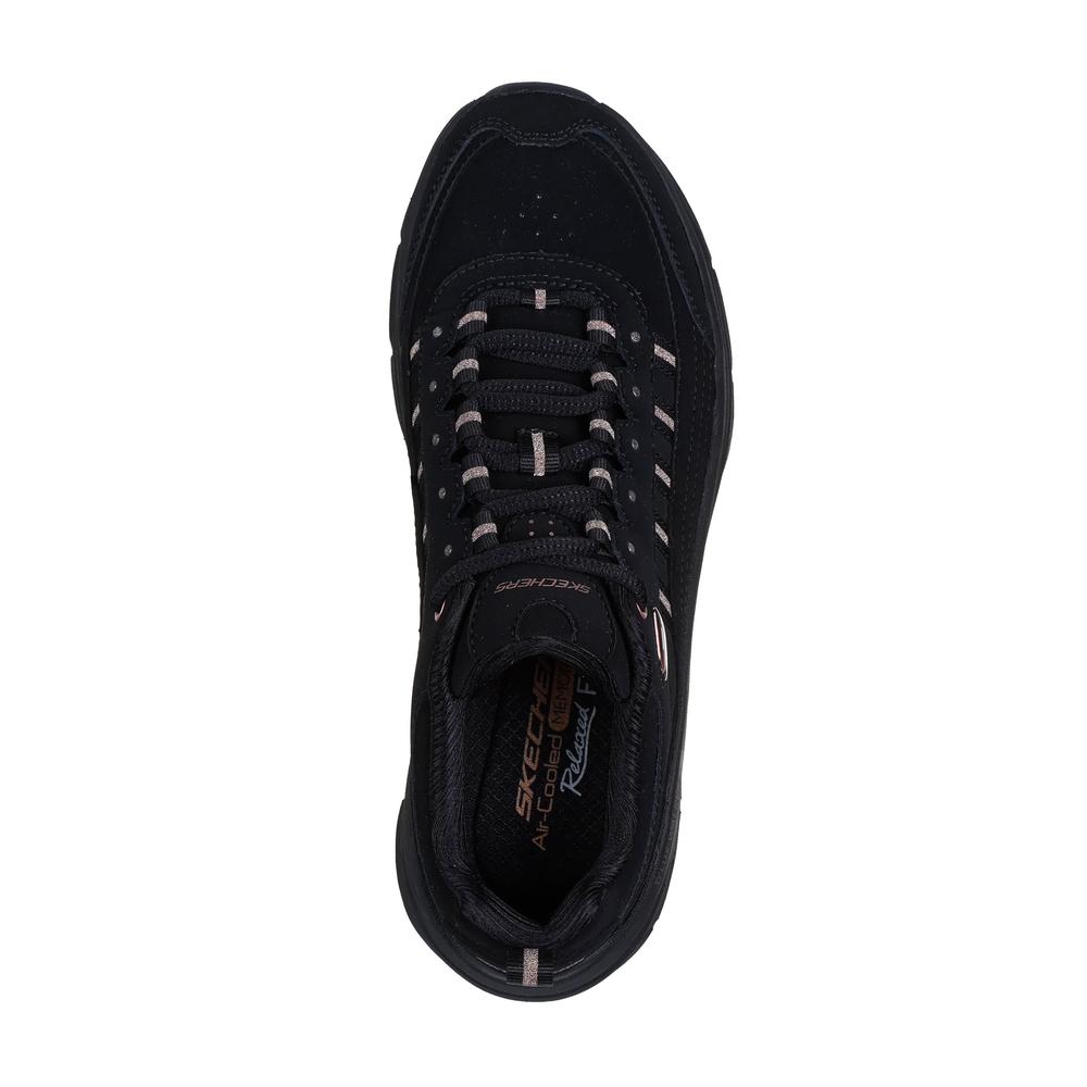 Dámske topánky Skechers Relaxed Fit D'Lux Walker 2.0 Golden Step 150106BKRG - čierne