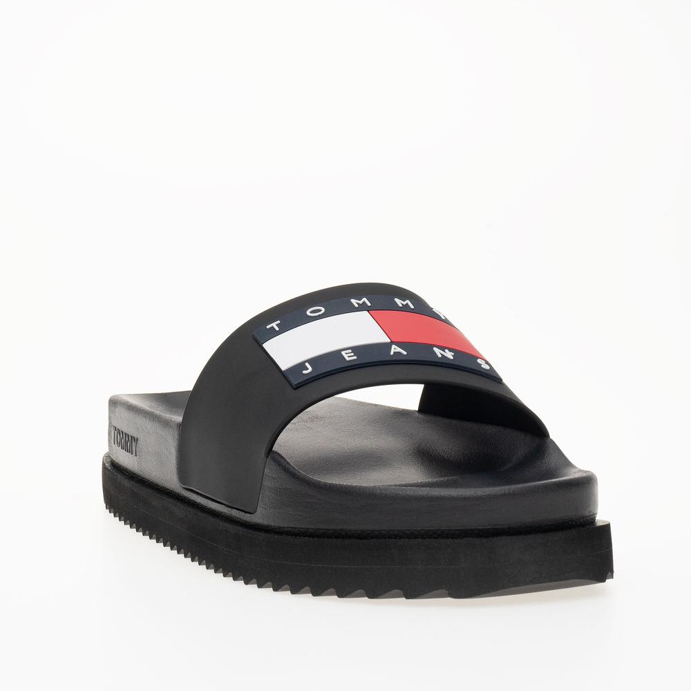 Klapky Tommy Jeans Elevated Flatform EN0EN02451-BDS - čierne