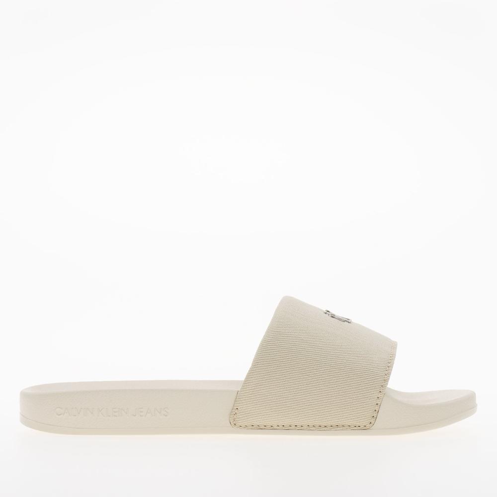 Klapky Calvin Klein Slide Monogram Hardware YW0YW01713-AEO - biele