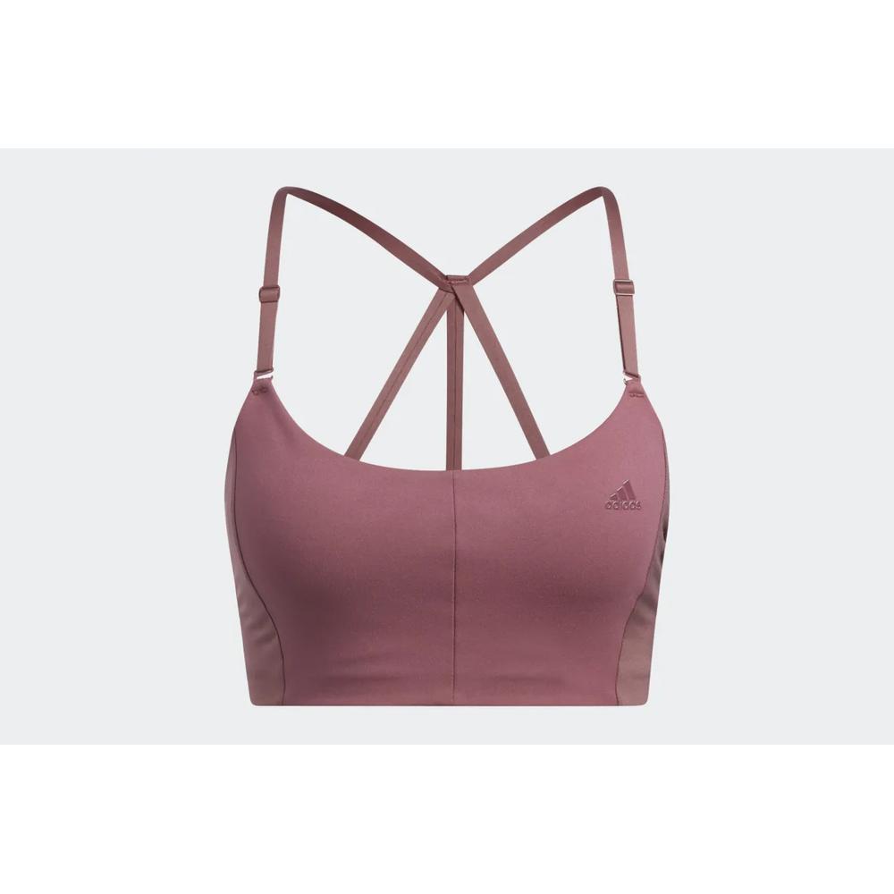 Športové podprsenky adidas  Yoga Studio Light-Support 3-Stripes HC7941 - ružové