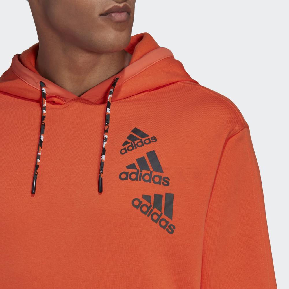 Blúza adidas Essentials BrandLove Fleece Hoodie HL9385 - pomarančové