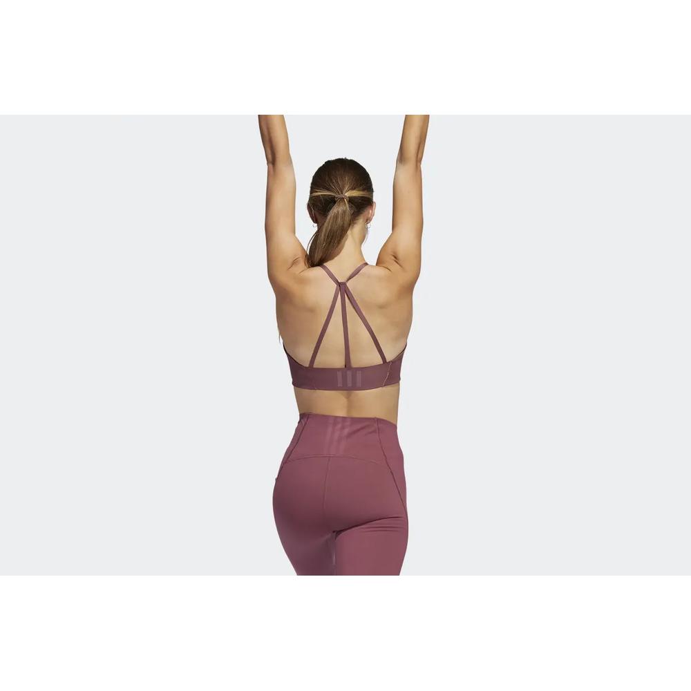 Športové podprsenky adidas  Yoga Studio Light-Support 3-Stripes HC7941 - ružové
