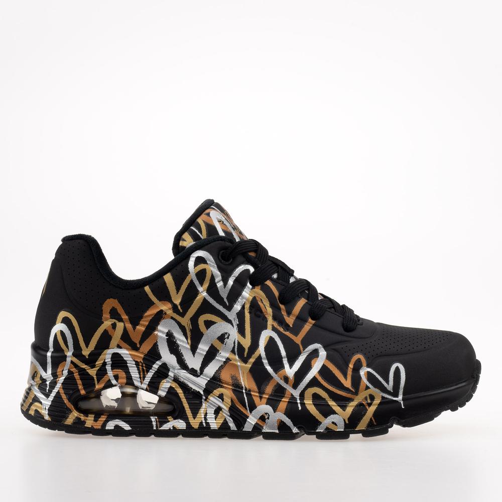 Topánky Skechers Uno Metallic Love 155523BKGD - čierne