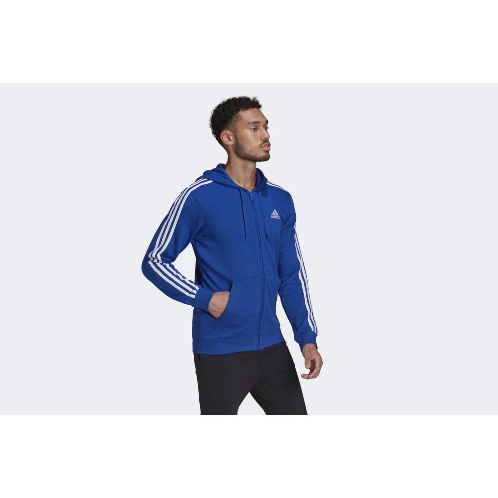 Blúza adidas Essentials French Terry 3-Stripes Full-Zip Hoodie HE4427 - tmavomodré