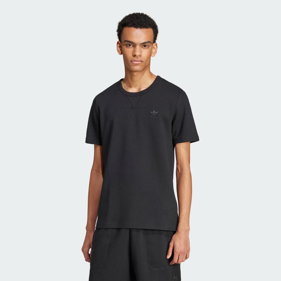 Tričko adidas Originals Trefoil Essentials Waffle IW5804 - čierne